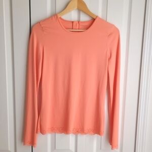 Cabana Life Rashguard Swim Long Sleeve Shirt Sz Small Orange UPF Sun Coverup Top